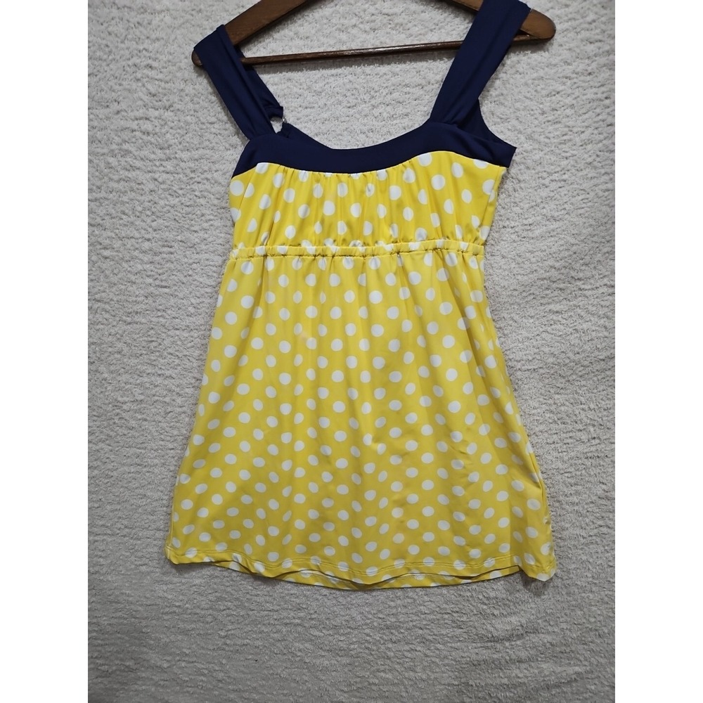 Tommy Hilfiger Sz M YELLOW/ Navy White Polka Dot Swim Dress - Picture 6 of 12